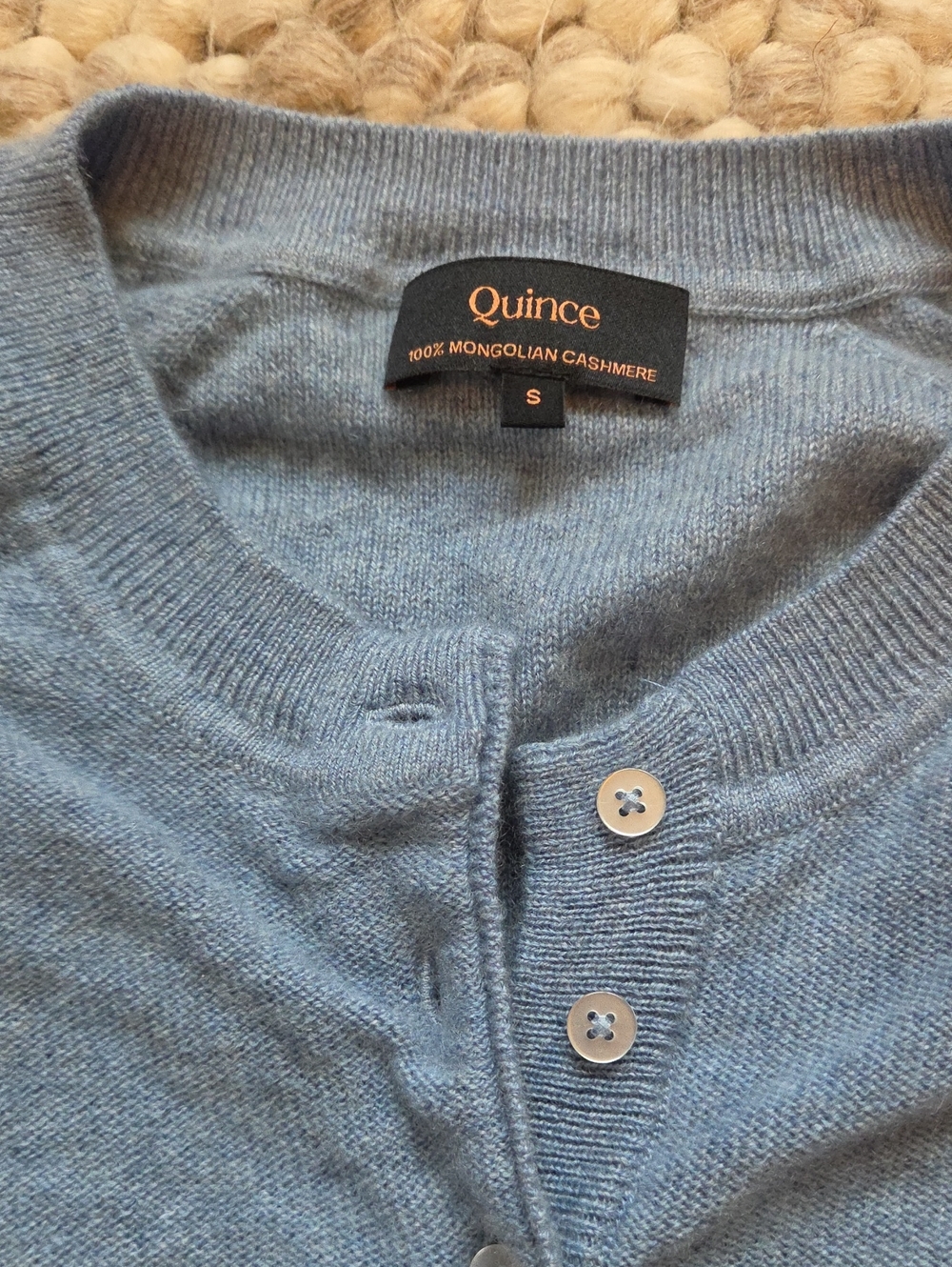Quince Light Blue Cashmere Crew Henley
